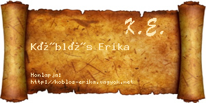 Köblös Erika névjegykártya
